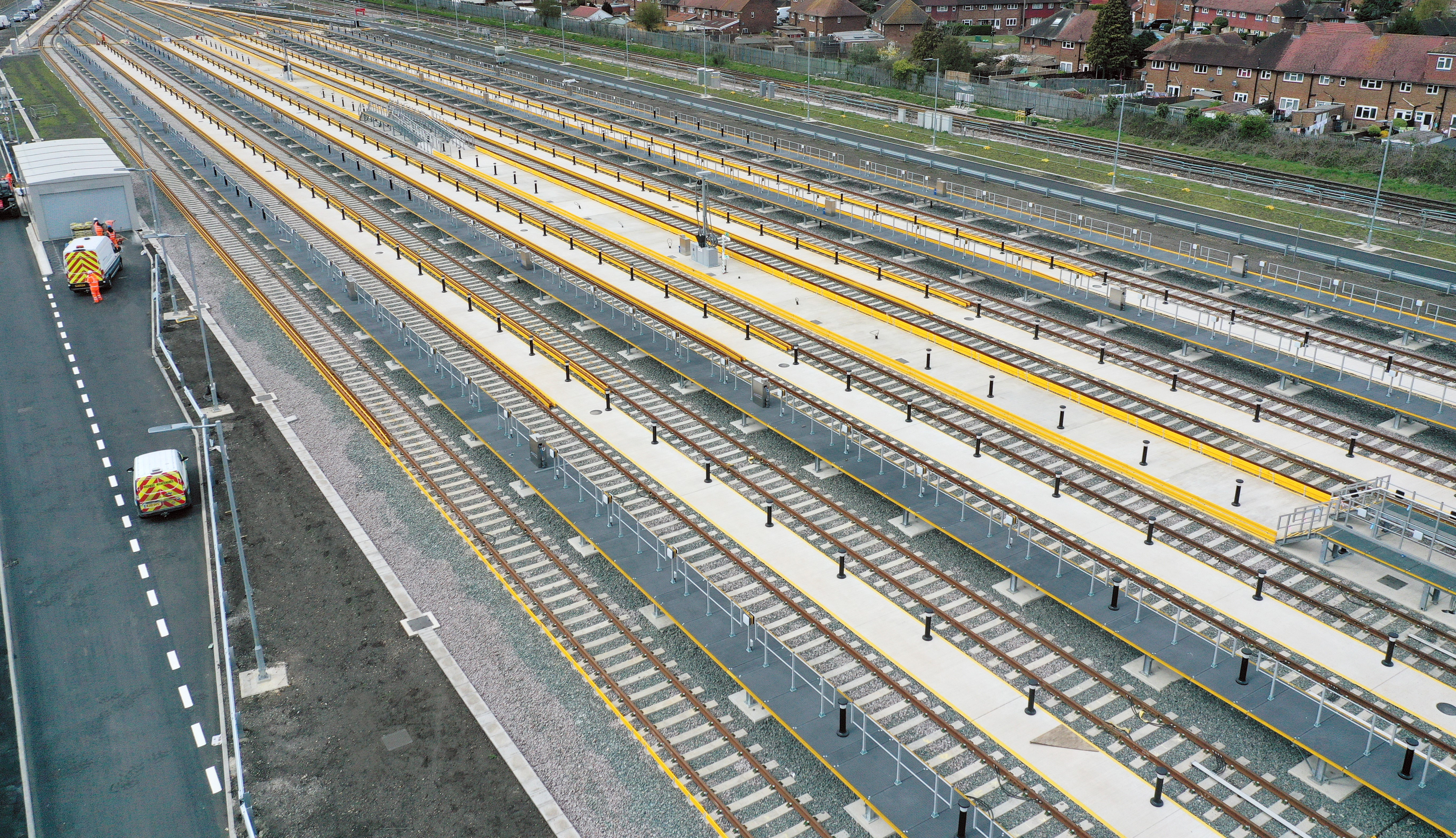 track at a depot on a sunny day
